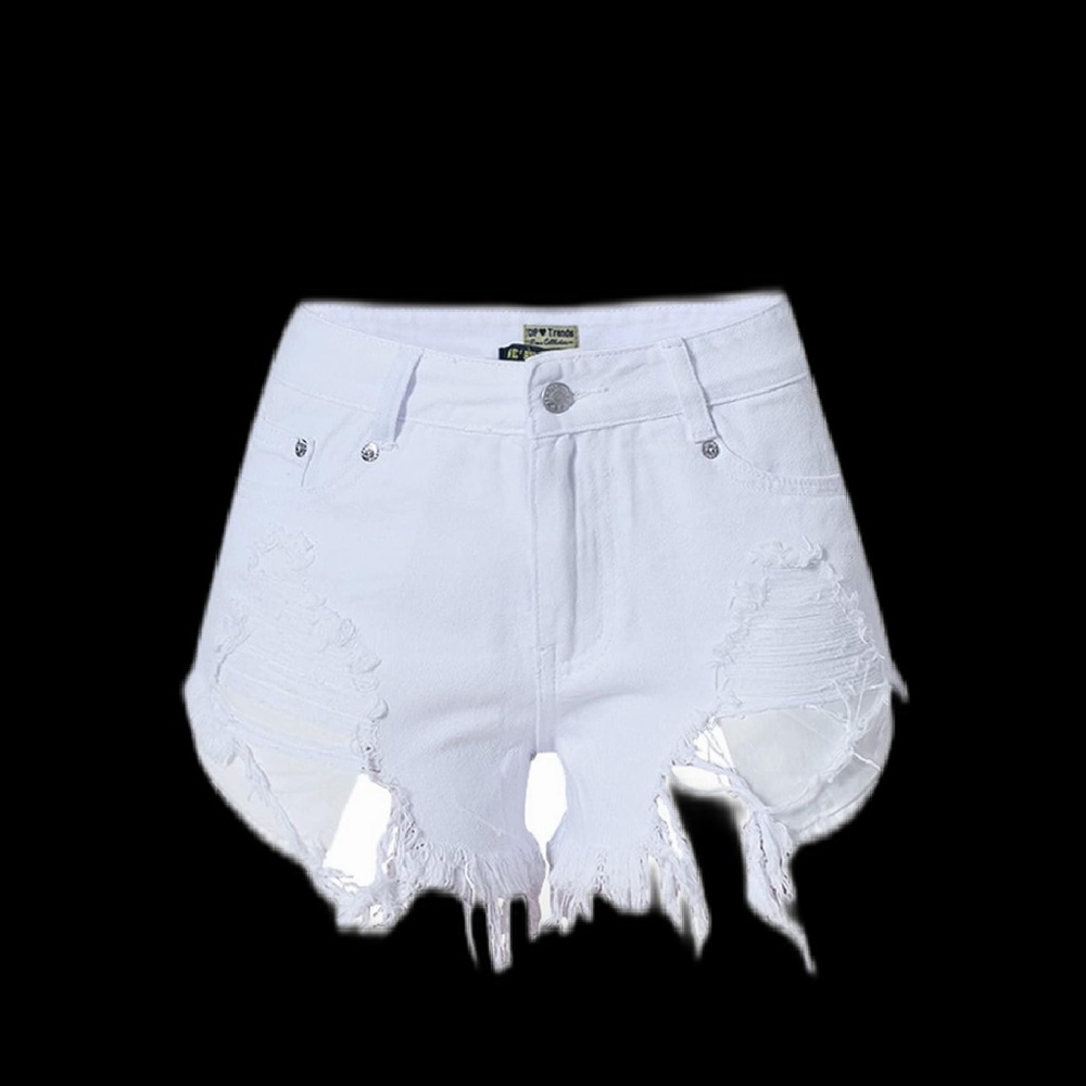 Stylish White Distressed Women Shorts